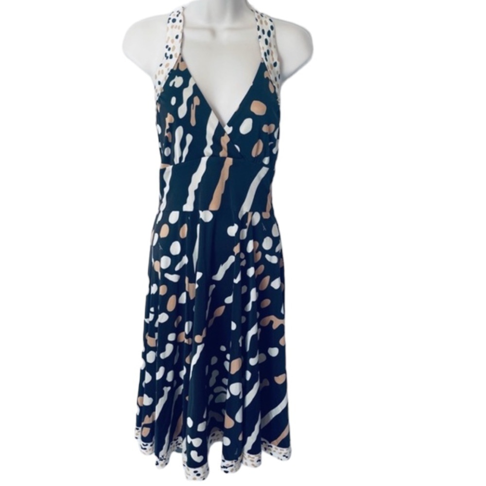 ISSA LONDON silk jersey knit halter dress brown
